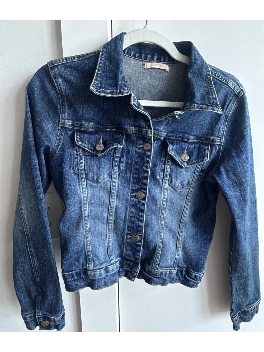 Forever 21 Women's Dark Blue Jean Jacket - Classic Trucker